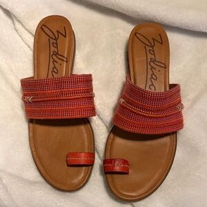 Zodiac Women's Red and Tan Sandals